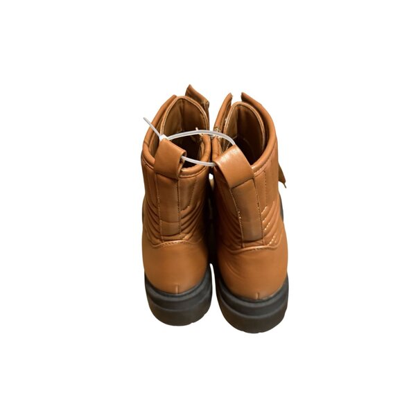 Marc Fisher Quilted Brown Lace-Up Ankle Boots With Side Zipper & Lug Sole 9.5 - Picture 4 of 10